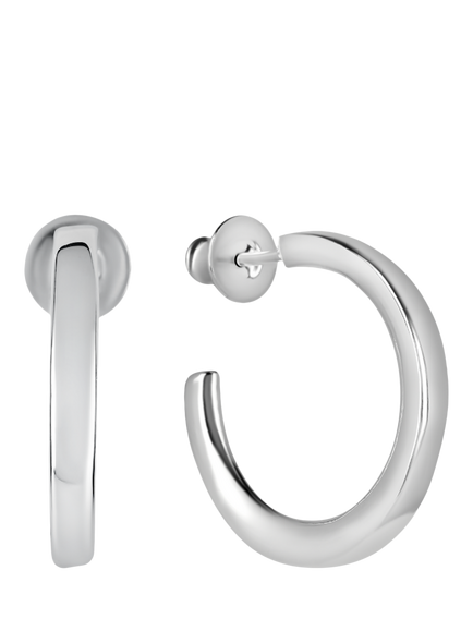 Andea Sterling Silver Simple Hoop Earrings, Silver