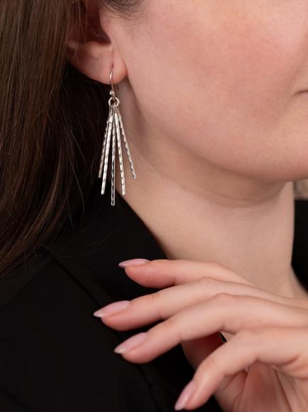 Andea Sterling Silver 5-Strand Drop Earrings - view 2, Silver