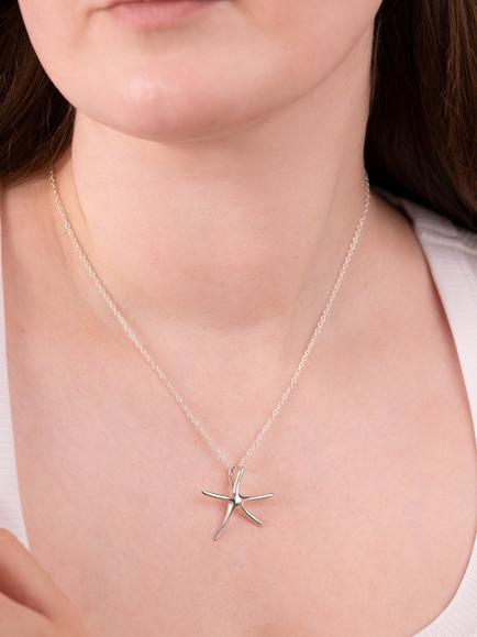 Andea Small Star Fish Pendant, Silver - view 2, Silver