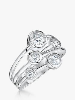 Jools by Jenny Brown 5 Cubic Zirconia Stone Bubble Ring, Silver, Silver