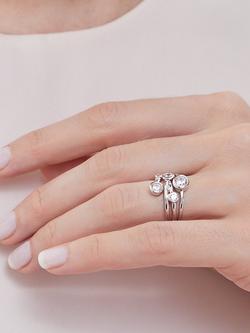 Jools by Jenny Brown 5 Cubic Zirconia Stone Bubble Ring, Silver - view 2, Silver