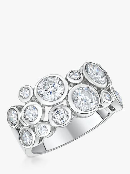 Jools by Jenny Brown Cubic Zirconia Scatter Bubble Ring, Silver, Silver