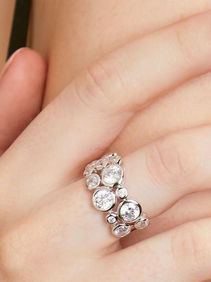 Jools by Jenny Brown Cubic Zirconia Scatter Bubble Ring, Silver - view 2, Silver