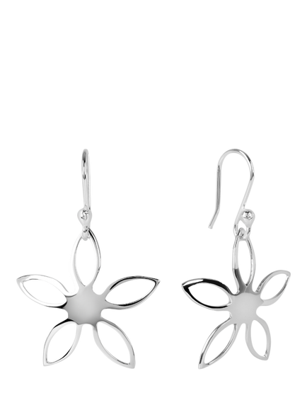 Andea Sterling Silver Flower Drop Earrings, Silver