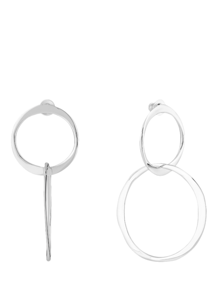 Andea Sterling Silver Interlocking Hoop Earrings, Silver