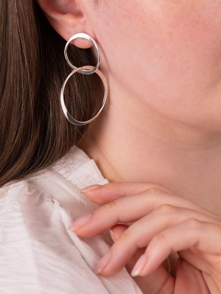 Andea Sterling Silver Interlocking Hoop Earrings - view 2, Silver