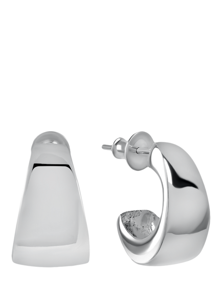 Andea Sterling Silver Curved Stud Earrings, Silver