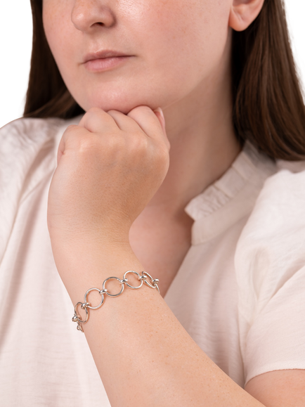 Andea Sterling Silver Round Link Bracelet - view 2, Silver