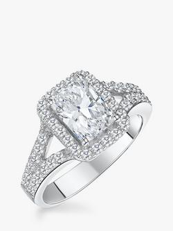 Jools by Jenny Brown Cubic Zirconia Emerald Halo Ring, Silver, Silver