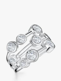 Jools by Jenny Brown 9 Cubic Zirconia Stone Bubble Ring, Silver, Silver