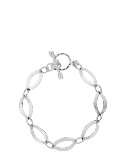 Andea Sterling Silver Flat Oval Link Bracelet, Silver