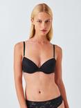John Lewis Mila Lace Padded Balcony Bra, Black