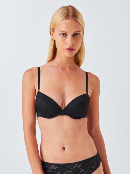 John Lewis Mila Lace Padded Balcony Bra, Black, Black