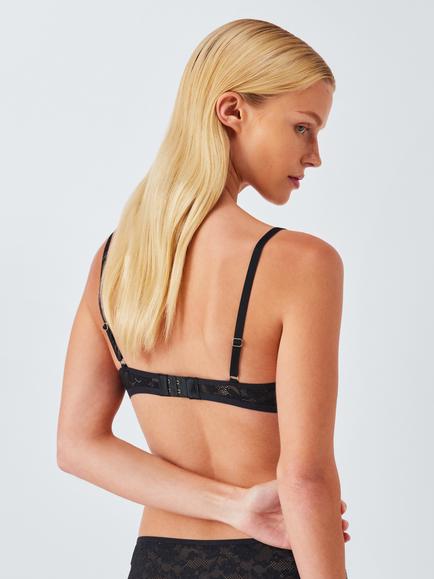 John Lewis Mila Lace Padded Balcony Bra, Black - view 2, Black
