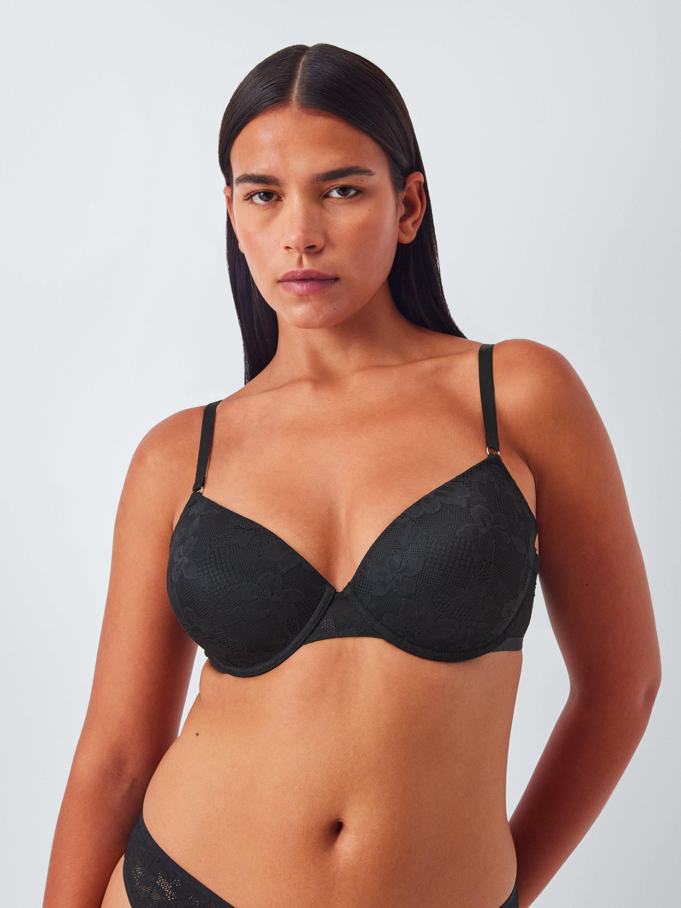 Product image 7 of 10, which shows John Lewis Mila Lace Padded Balcony Bra, Black, 30D
