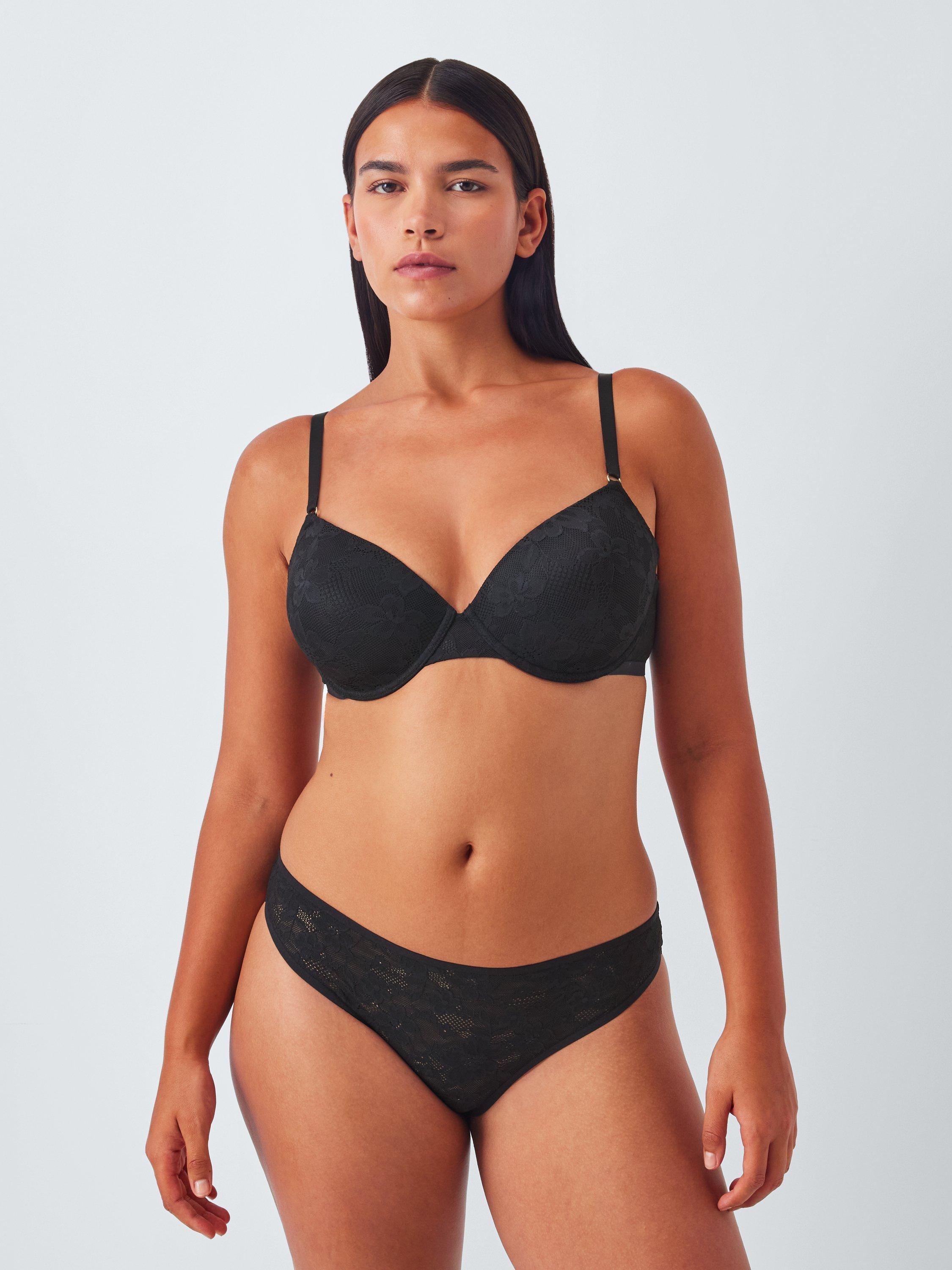Product image 9 of 10, which shows John Lewis Mila Lace Padded Balcony Bra, Black, 30D