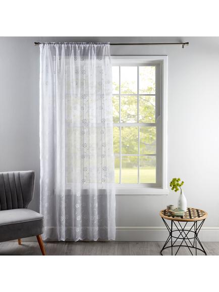 Deyron Amberley Voile Fabric, White, White