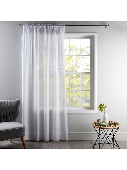 Deyron Windsor Voile Fabric, White, White