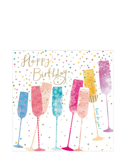 Woodmansterne Champagne Glasses Birthday Card, Multi