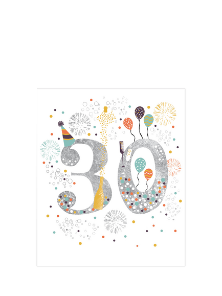 Woodmansterne 30th Birthday Card, Multi