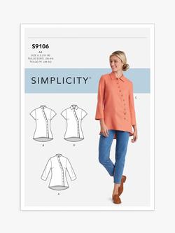 Simplicity Women's Button Front Shirt Sewing Pattern, S9106, Bb