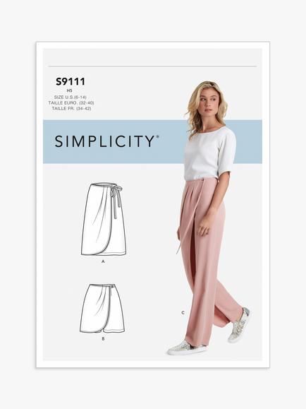 Simplicity Misses' Faux Wrap Skirt Sewing Pattern, S9111, 6-14