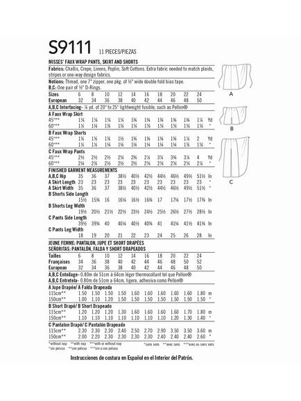 Simplicity Misses' Faux Wrap Skirt Sewing Pattern, S9111 - view 2, 6-14