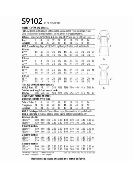 Simplicity Misses' Caftan and Dresses Sewing Pattern, S9102 - view 2, Multi