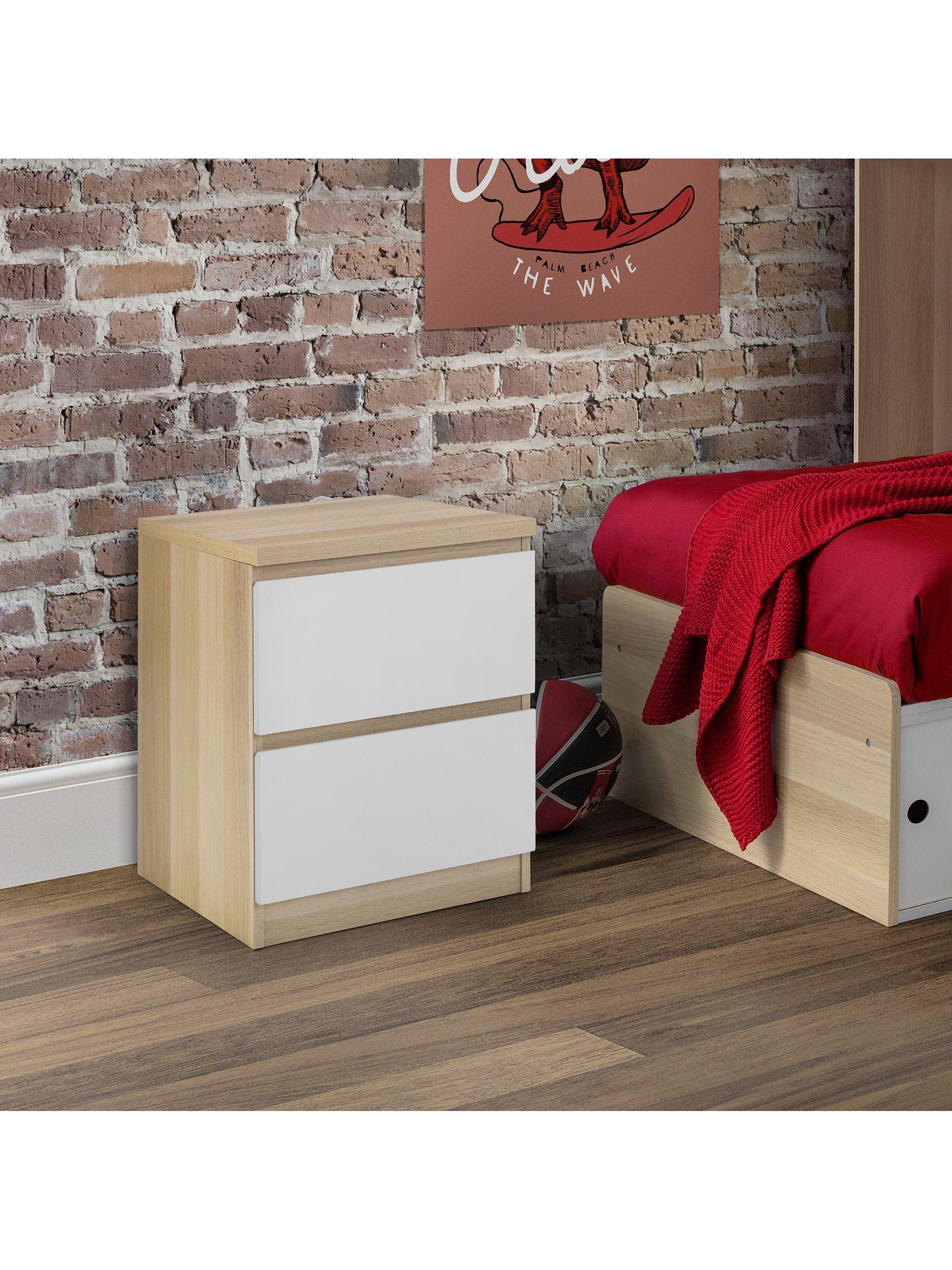 Julian Bowen Jupiter 2 Drawer Bedside Table, White