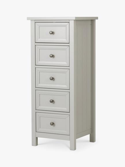 Julian Bowen Maine 5 Drawer Tallboy Chest, Grey