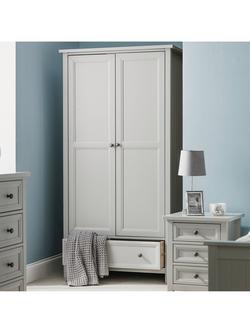 Julian Bowen Maine Double Wardrobe with 1 Drawer, Grey, Grey