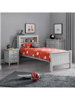 Julian Bowen Maine Bookcase Bed Frame, Single, Grey - view 2, Grey