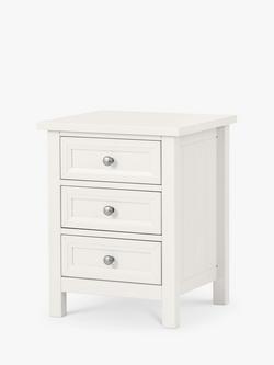 Julian Bowen Maine 3 Drawer Bedside Table, Surf White