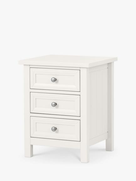 Julian Bowen Maine 3 Drawer Bedside Table, Surf White