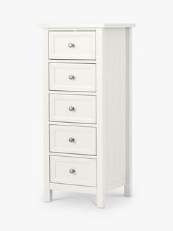 Julian Bowen Maine 5 Drawer Tallboy Chest, Surf White, Surf White