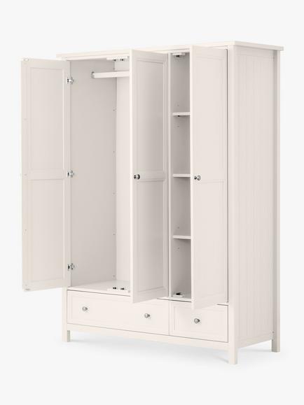 Julian Bowen Maine Triple Wardrobe with 2 Drawers, Surf White - view 2, Surf White