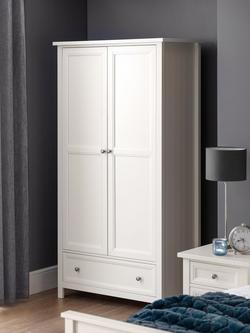 Julian Bowen Maine Double Wardrobe with 1 Drawer, Surf White, Surf White