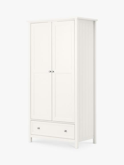 Julian Bowen Maine Double Wardrobe with 1 Drawer, Surf White - view 2, Surf White