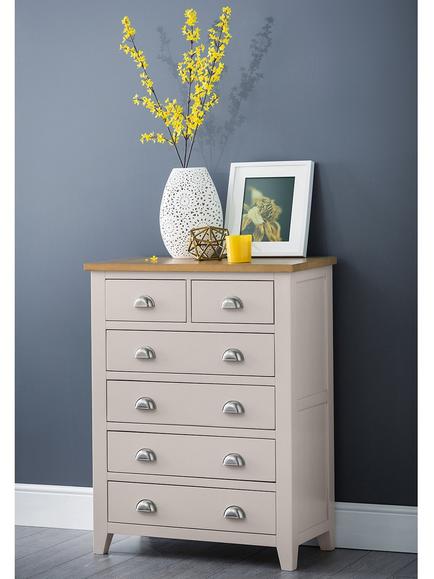 Julian Bowen Richmond 6 Drawer Chest, Grey - view 2, Grey