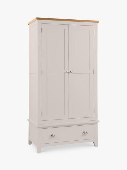 Julian Bowen Richmond Double Wardrobe with 1 Drawer, Grey, Grey