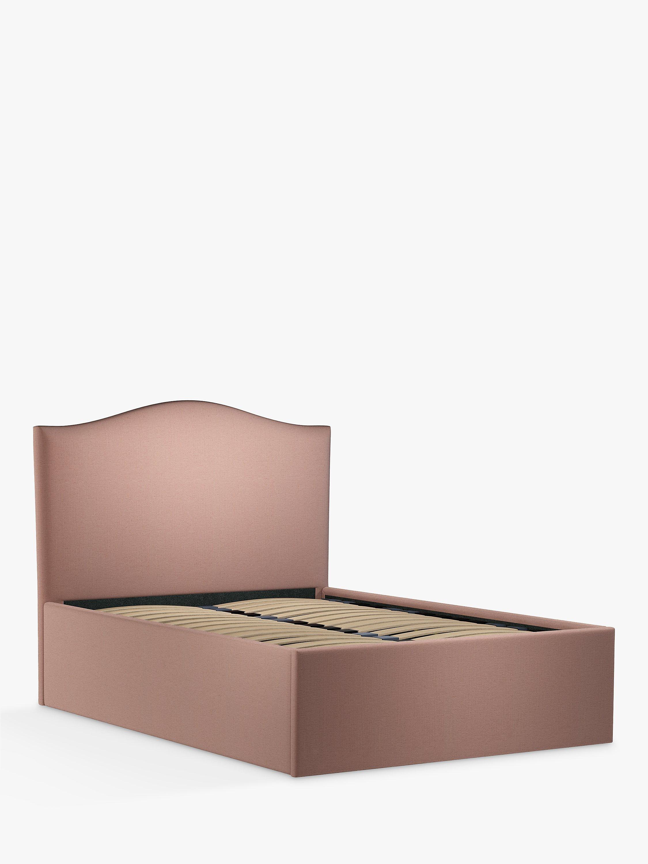John Lewis Charlotte Ottoman Storage Upholstered Bed Frame, King Size, Relaxed Linen Dark Pink
