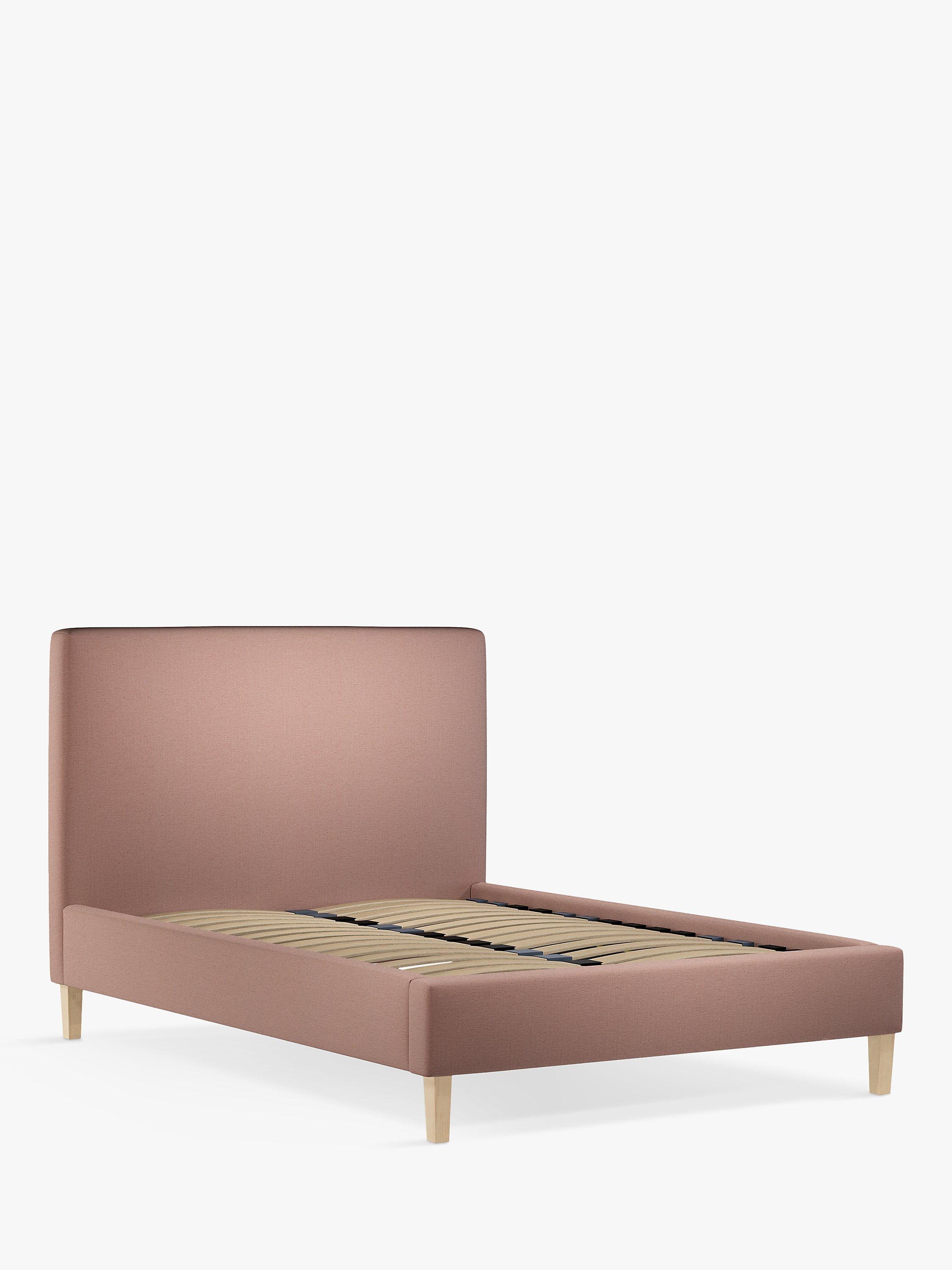 John Lewis Emily Upholstered Bed Frame, King Size, Relaxed Linen Dark Pink