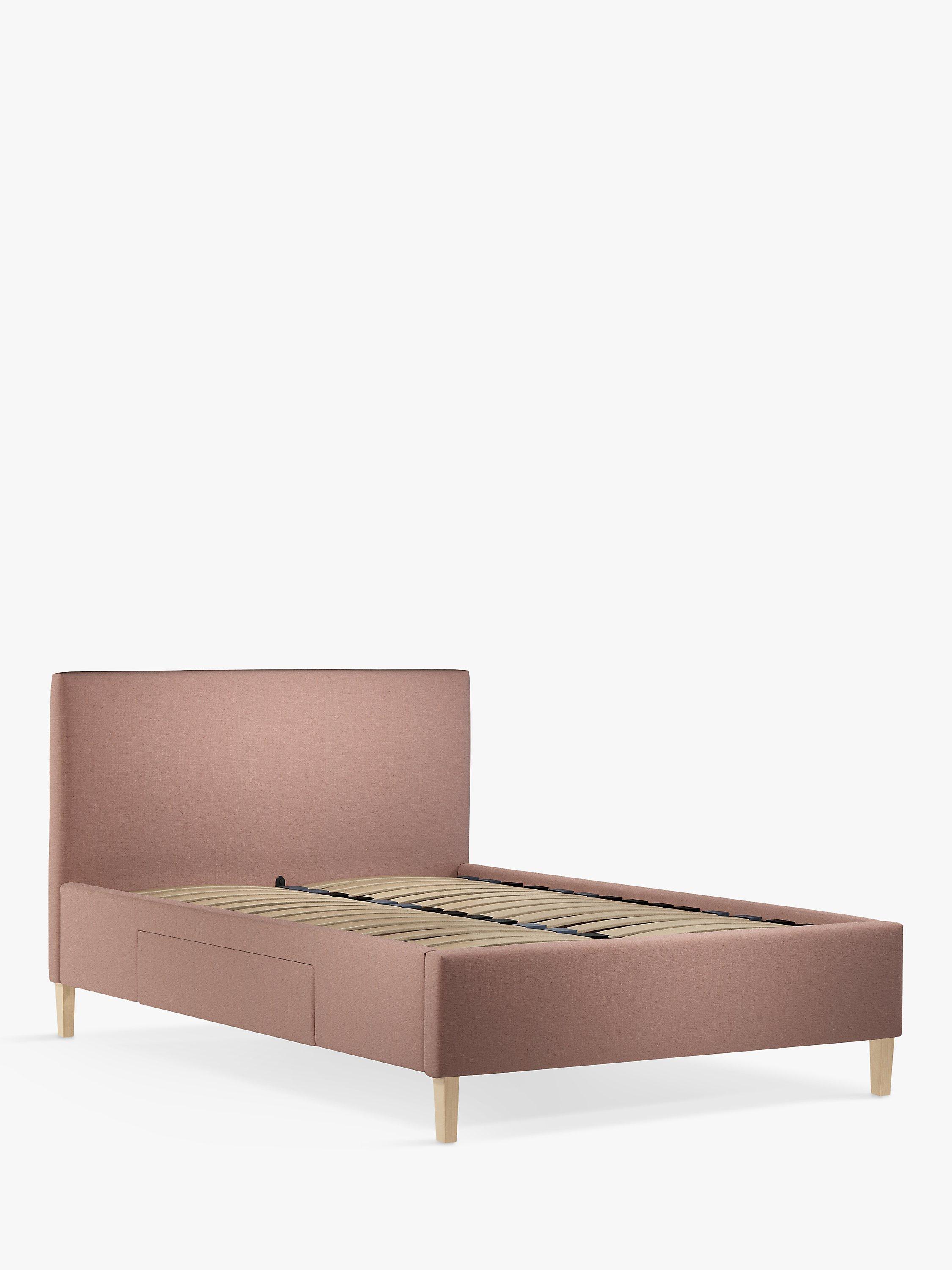 John Lewis Emily 2 Drawer Storage Upholstered Bed Frame, King Size, Relaxed Linen Dark Pink