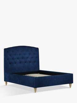 John Lewis Rouen Upholstered Bed Frame, Double, Deep Velvet Royal