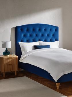 John Lewis Rouen Upholstered Bed Frame, Double - view 2, Deep Velvet Royal