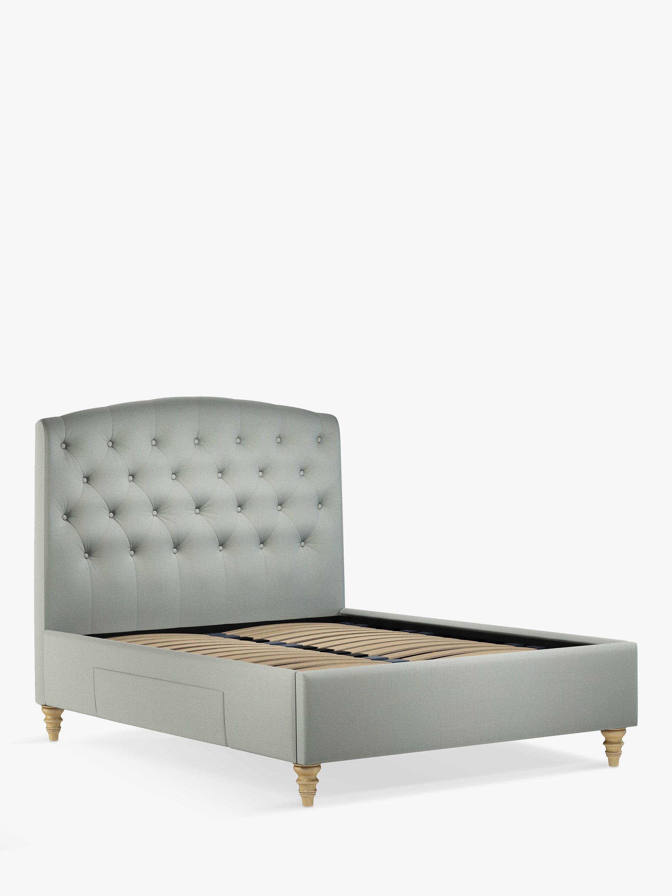 John Lewis Rouen 2 Drawer Storage Upholstered Bed Frame, Double, Soft Weave Duck Egg