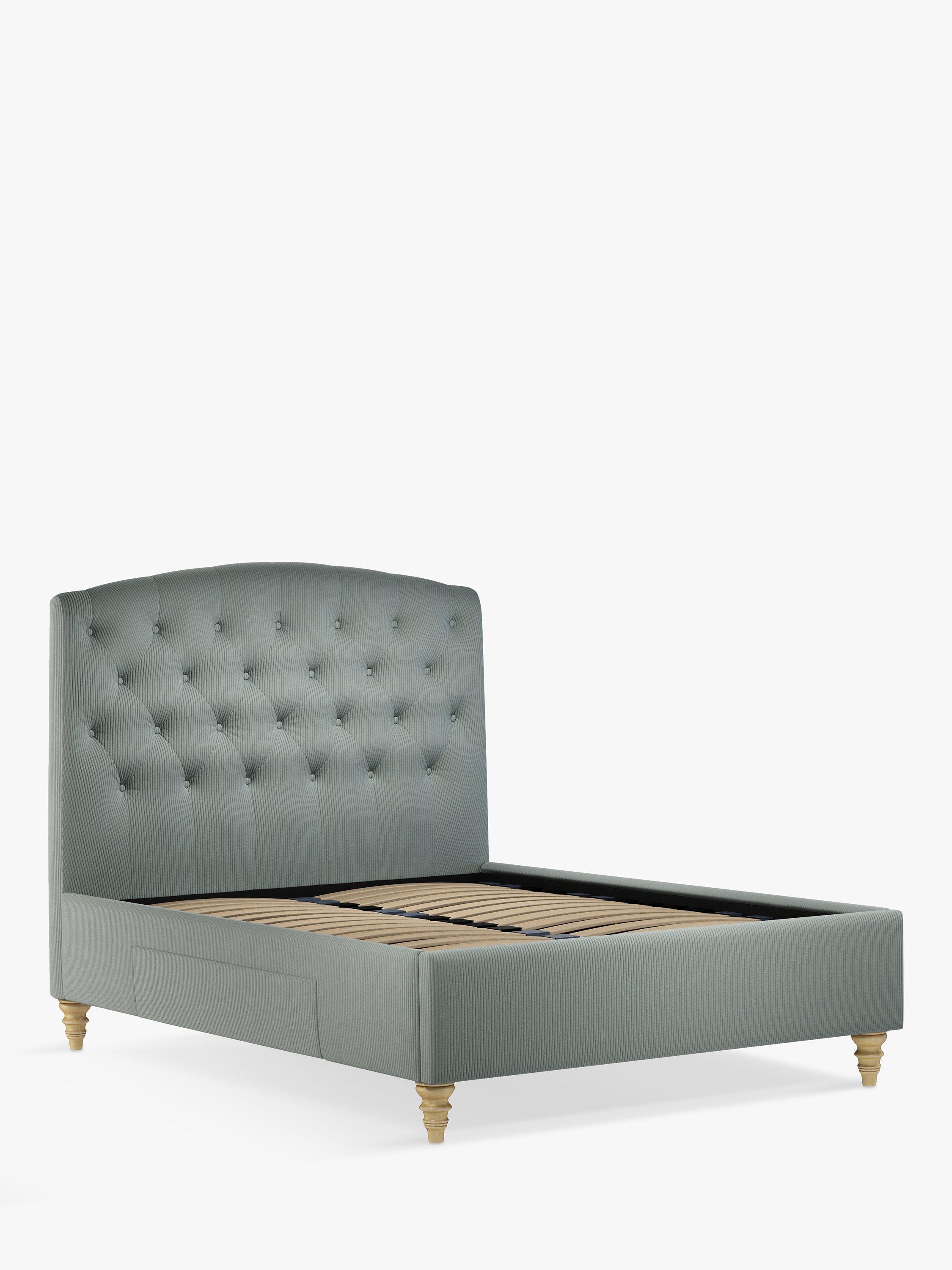 John Lewis Rouen 2 Drawer Storage Upholstered Bed Frame, Double, Cord Duck Egg