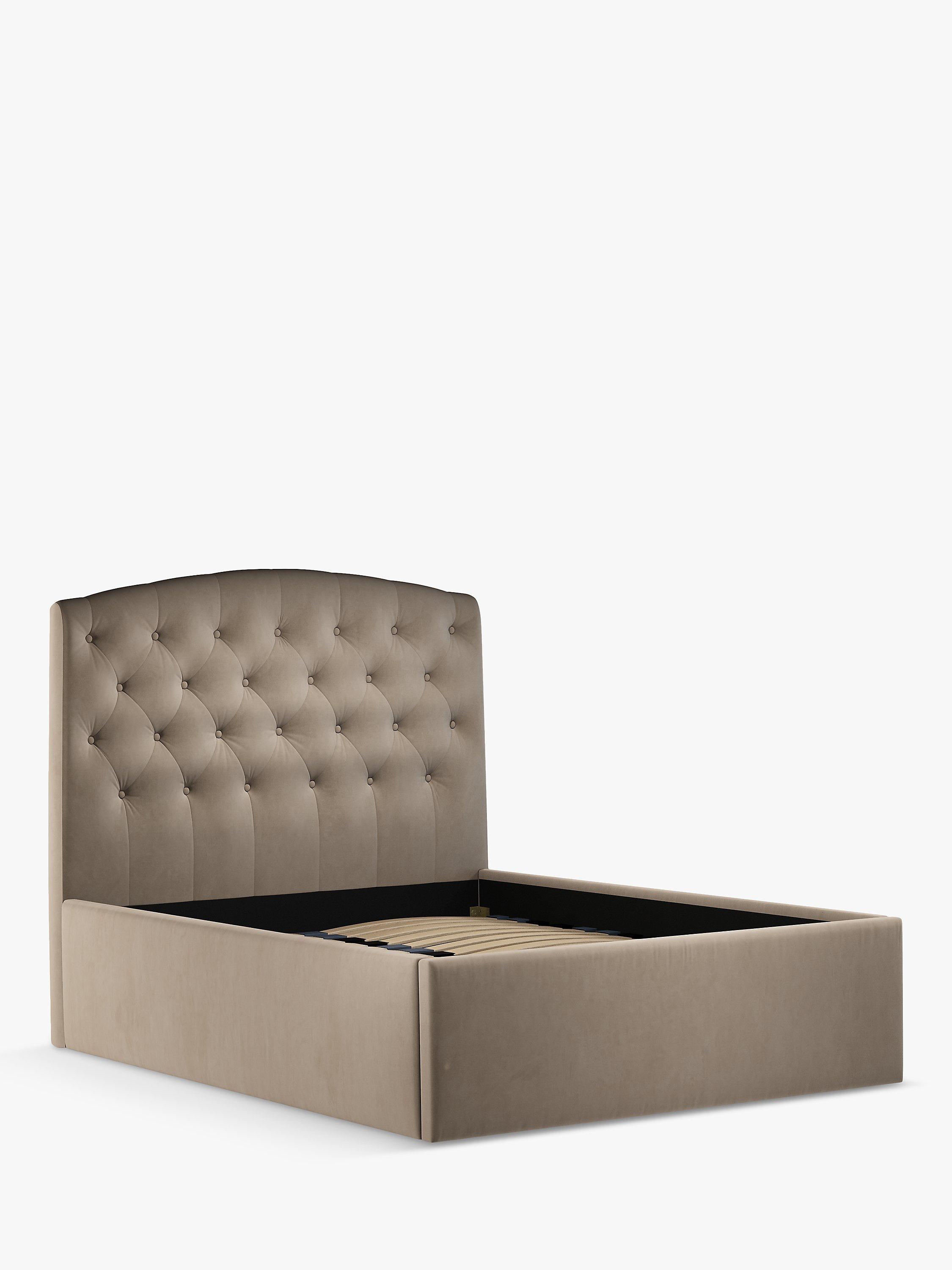 John Lewis Rouen Ottoman Storage Upholstered Bed Frame, King Size, Deep Velvet Biscuit