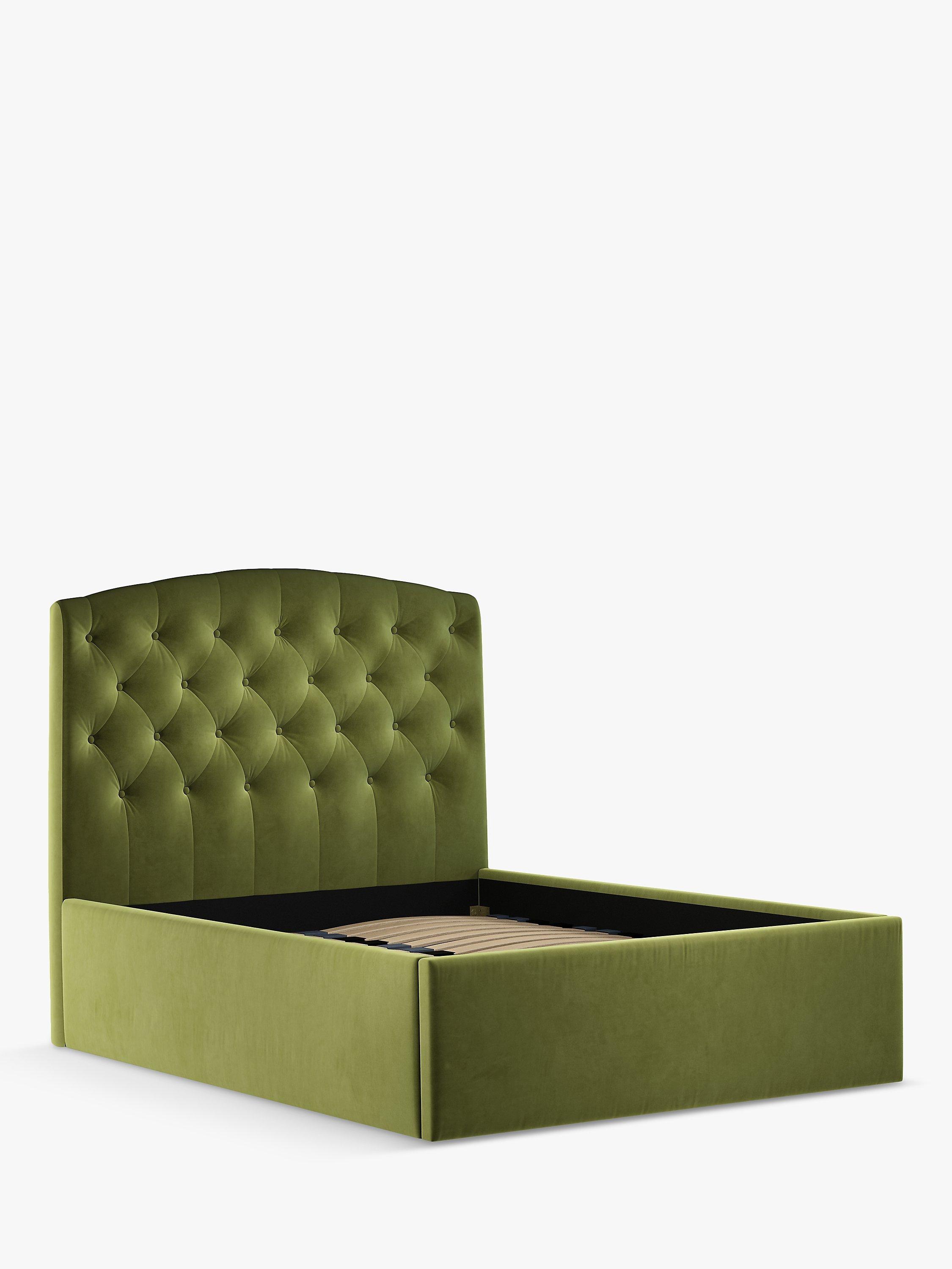 John Lewis Rouen Ottoman Storage Upholstered Bed Frame, King Size, Deep Velvet Olive