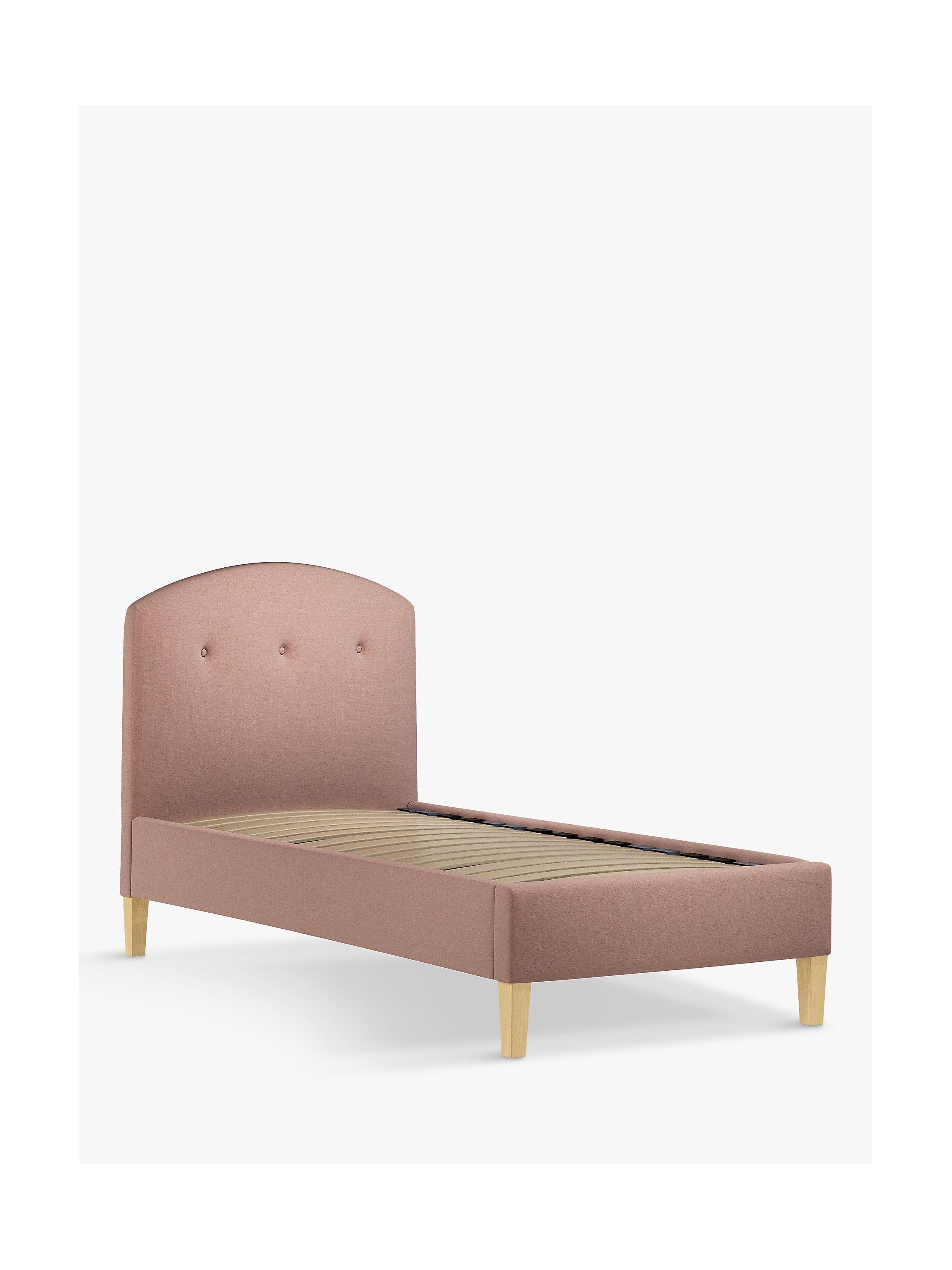 John Lewis Grace Upholstered Bed Frame, Small Double, Relaxed Linen Dark Pink
